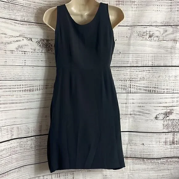 Madison Marcus Dress Womens small silk pleated Black sheath mini Preppy Formal - Picture 6 of 10